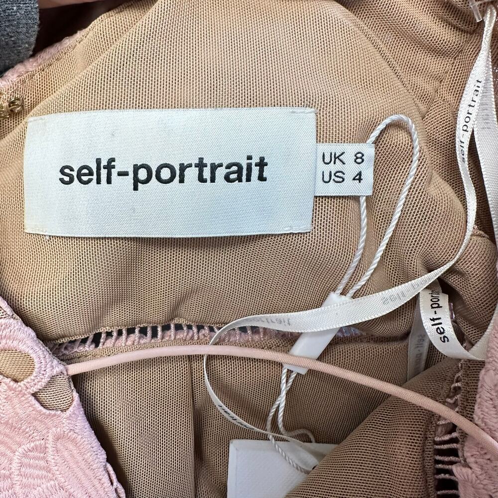 NWT Self Portrait Azaelea Dress Blush Pink Lace Spaghetti Strap Size 4 - Picture 8 of 13
